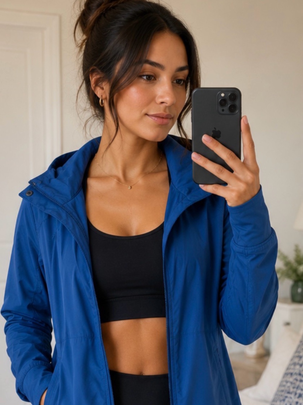 GAIAM Royal Blue Lightweight Zip-Front Active Jacket with Hood